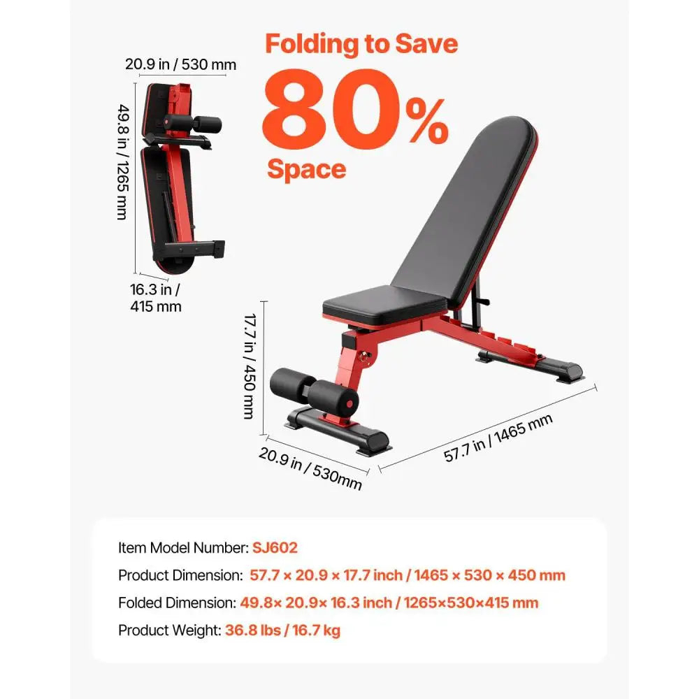 Ye Adjustable Foldable Weight Bench & Sit-up Bench for Home Gym Strength Training
