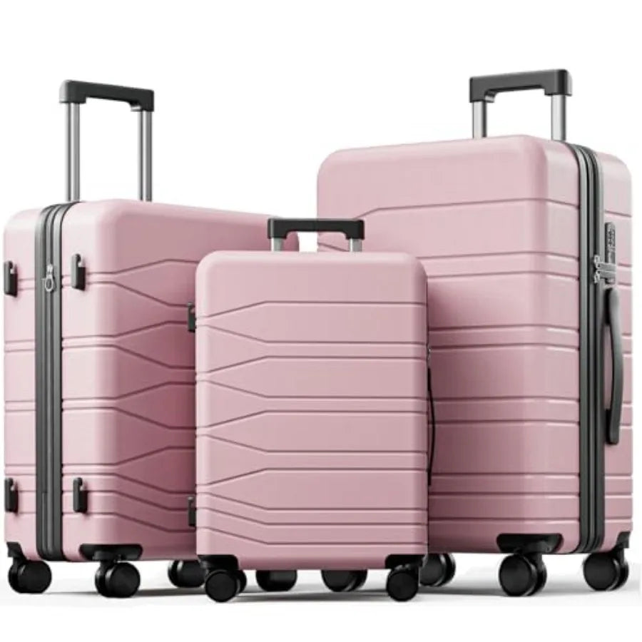3 Pcs Expandable Luggage Set Suitcases with Wheels Hardshell Large