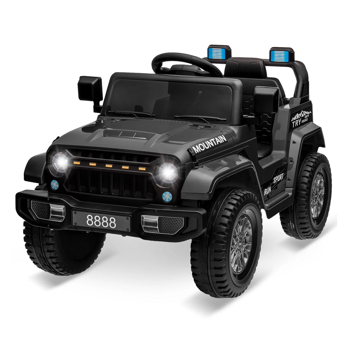 12V Kids Ride On Truck With Remote Control, 3 Speeds, Spring Suspension, LED Lights, MP3 USB Music, Battery Powered Electric Car