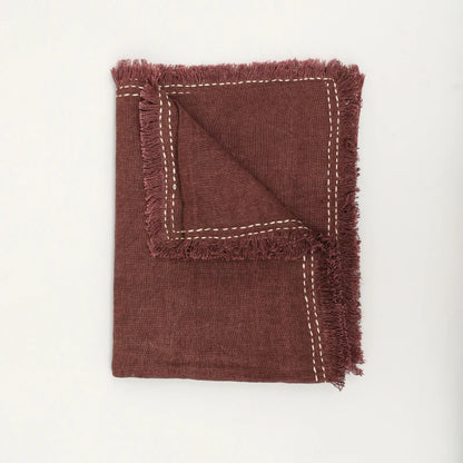Stonewashed Linen Woven Throw Blanket with Fringe – 52X68