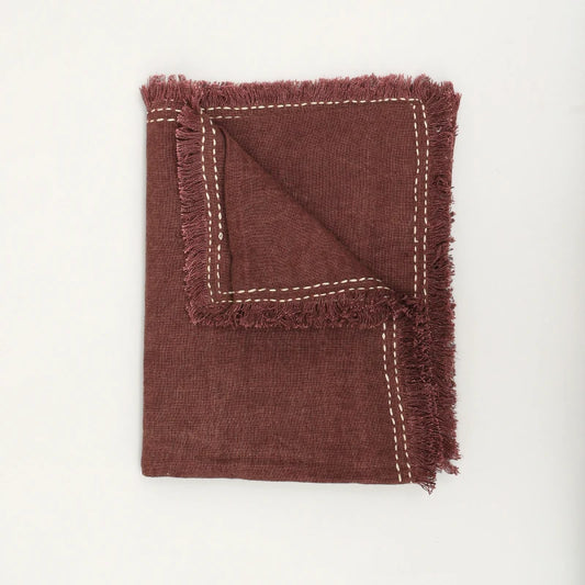 Stonewashed Linen Woven Throw Blanket with Fringe – 52X68
