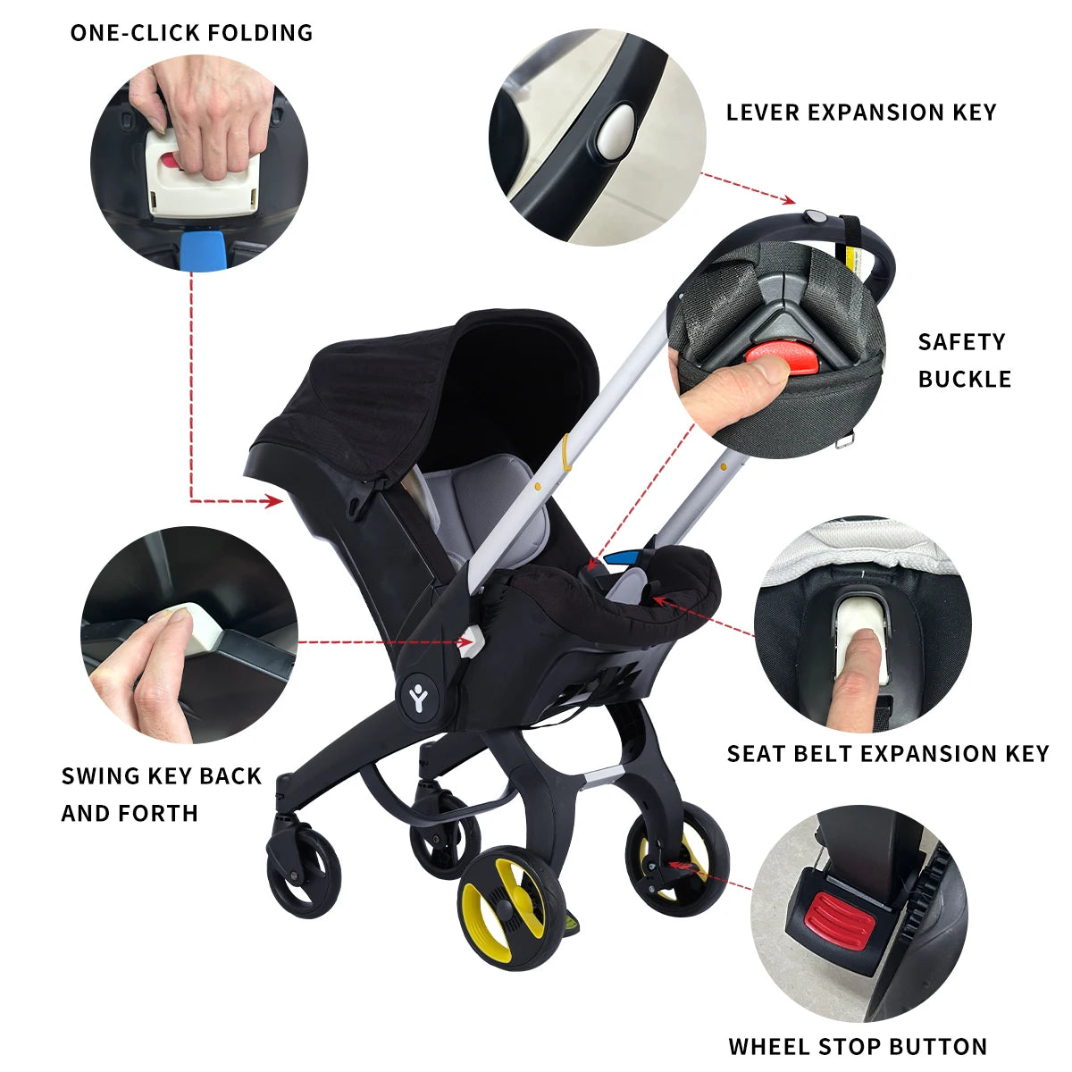 Foldable baby stroller, a great helper for outdoor travel, portable newborn stroller, two-way push, suitable for 0-3 years old