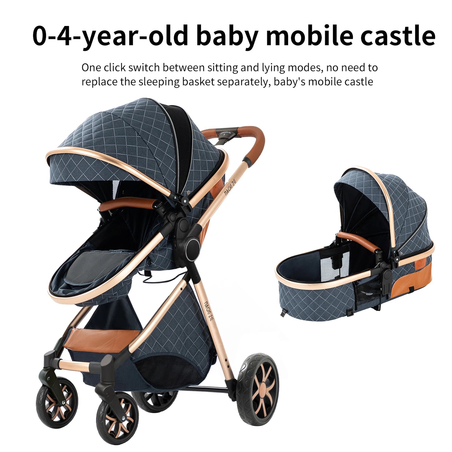 Baby Stroller 3-in-1 Lightweight stroller Travel System Multifunctional Pram with Aluminum Frame Compact Stroller for Newborn