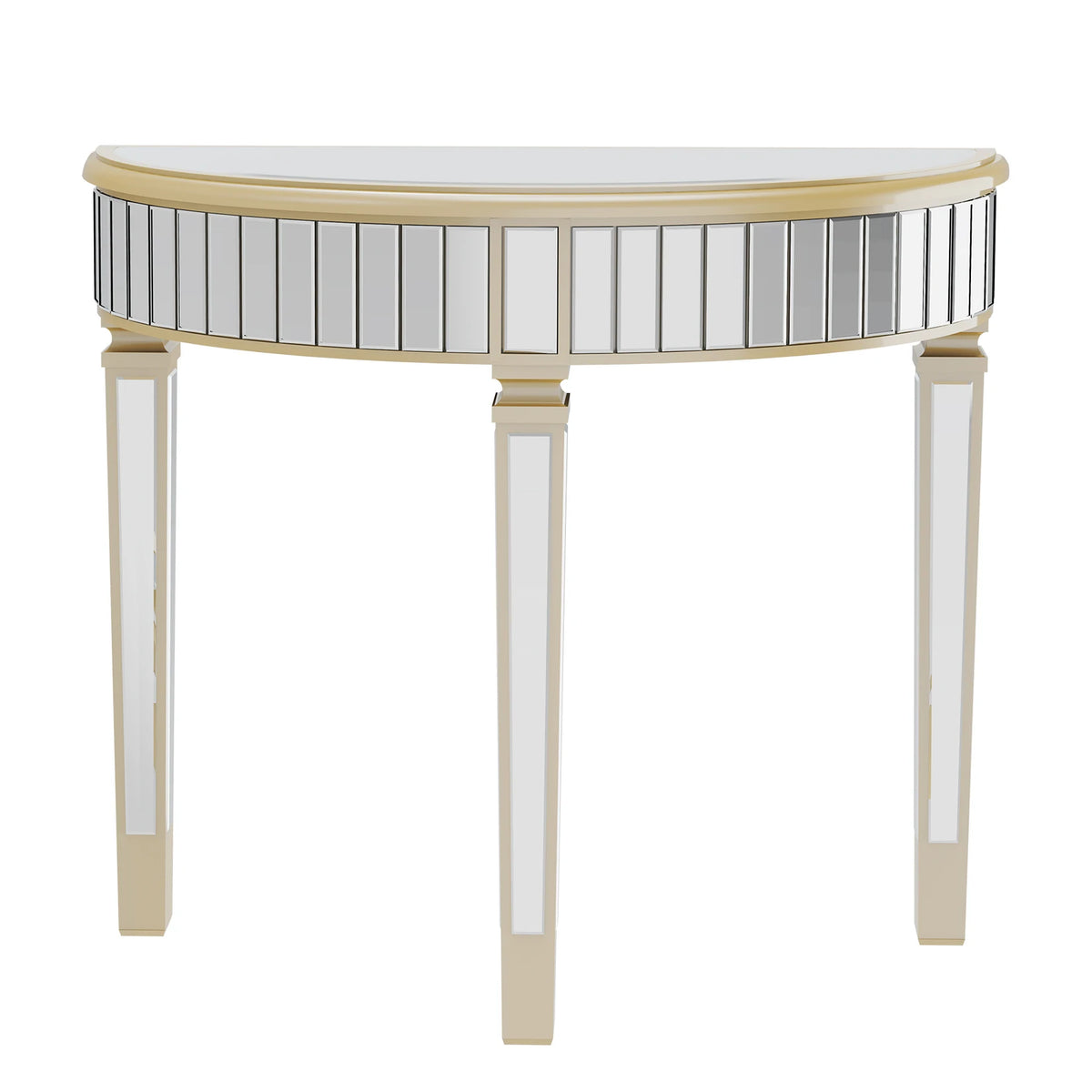 Half Moon Console Table Modern Silver Mirrored Living Room Console Entryway Table
