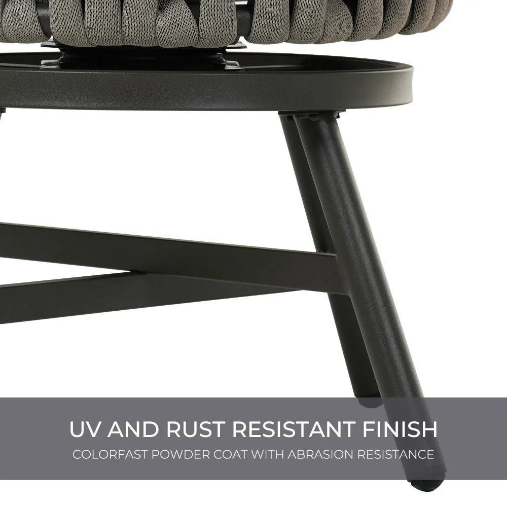 Swivel Rope Wicker Chairs Set of 2, Patio Dining Chairs with Cushions, Wicker Armchairs Frame, Outdoor Modern Style