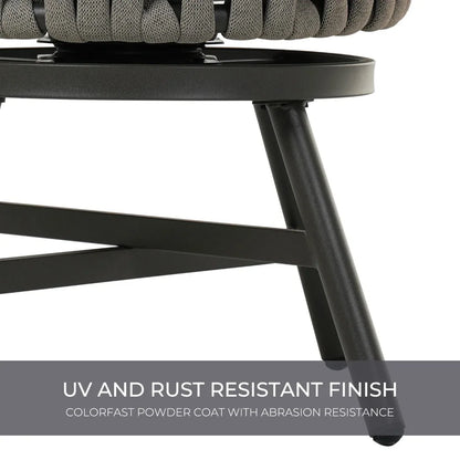 Swivel Rope Wicker Chairs Set of 2, Patio Dining Chairs with Cushions, Wicker Armchairs Frame, Outdoor Modern Style