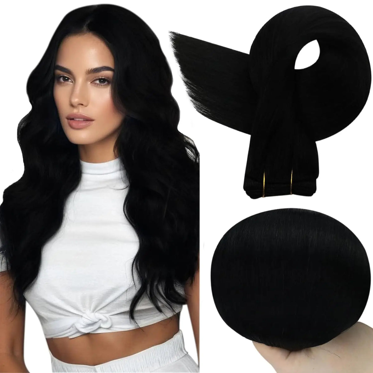 Full Shine Straight Human Hair Extensions Sew in Silky Skin Double Weft Hair Extensions For Salon