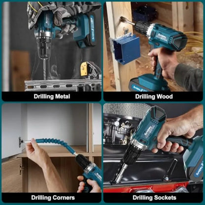 21V Cordless Drill Tool Kit with 255-Piece Portable Complete General Basic Home and Auto Repair Set Including Drawer Storage fo