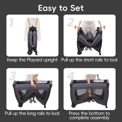 Babe Portable Playpen Foldable Playard for Baby and Toddler Mattress, Changing Table for Newborn Portable Playard