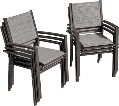 Flamaker Patio Chairs Textilene Outdoor Chairs Set of 6 Stackable Dining Chair for Backyard, Deck, Poolside (Grey)