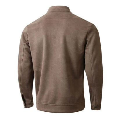 Autumn Winter Slim Fit round collar Jacket Men sportswear Casual Zipper Cardigan Coat pure color Male Fashion long sleeve Jacket