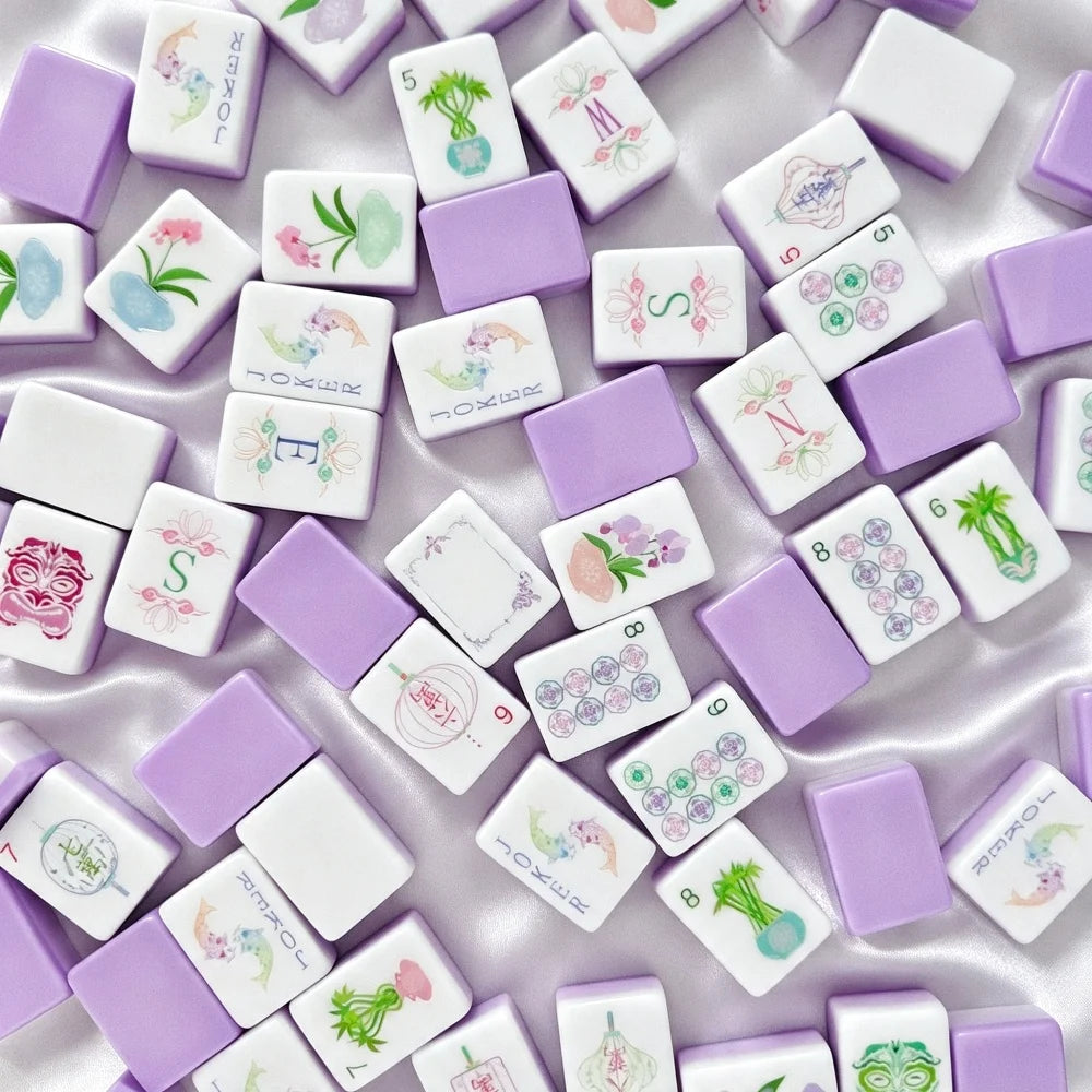 4-Layer Engraved American Mahjong Set 160 Acrylic Mah Jongg Tiles Family Party Club Board Game Mahjong Title with Dice Rule Card