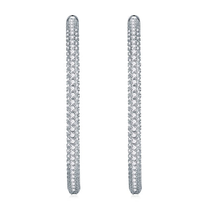 2pcs Moissanite Hoop Earrings 925 Sterling Silver 18K Gold Plated Big Full Pavé Design Jewelry for Women with GRA Certificate