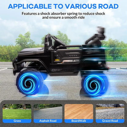 12V Kids Ride on Truck with Parent Remote Control, Electric Ride on Toy Car for Ages 3–8, 5 MPH Safe Speed,Music & Stories