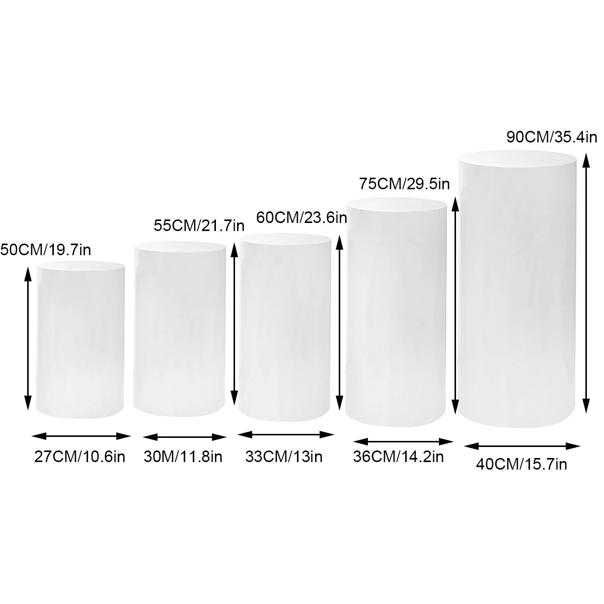 US Delivery 3/5pcs White Cylinder Table Pedestal Stand Decor Cake Plinths Pillars Backdrop for Party Wedding Decorations Holiday