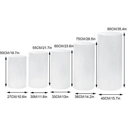 US Delivery 3/5pcs White Cylinder Table Pedestal Stand Decor Cake Plinths Pillars Backdrop for Party Wedding Decorations Holiday