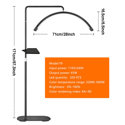 Fosoto FT-Y8II 28 Inch Led Lash Light Half-Moon Shaped Light Led Video Light With Floor Tripod For Tattoo Beauty Salon Eyelash