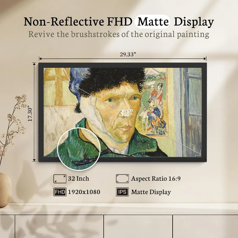 32 Inch Large Digital Picture  Frame with Bluetooth Speaker, Remote Control, Share Pictures via App, Auto-Rotate, Black