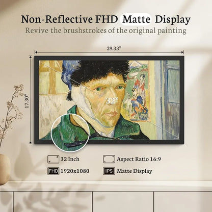 32 Inch Large Digital Picture  Frame with Bluetooth Speaker, Remote Control, Share Pictures via App, Auto-Rotate, Black