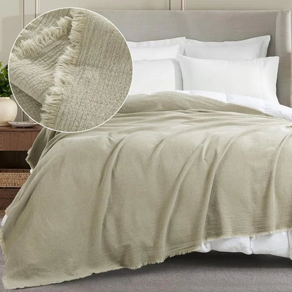 88x92 100% Pure Linen Oversized King Blanket - Soft Linen Reversible Throw Blanket in Natural Color Bed Blanket (Flax Color, 88x