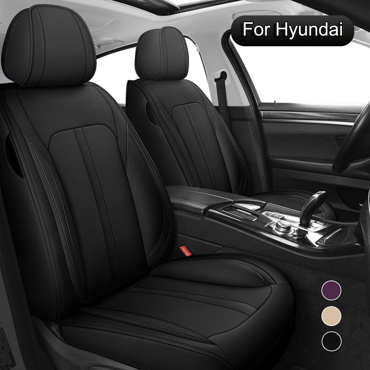 PU Leather Car Seat Covers Full Set,  Fit For Hyundai Tucson, Elantra, Sonata, IONIQ 5, Kona, Venue, Accent, Azera