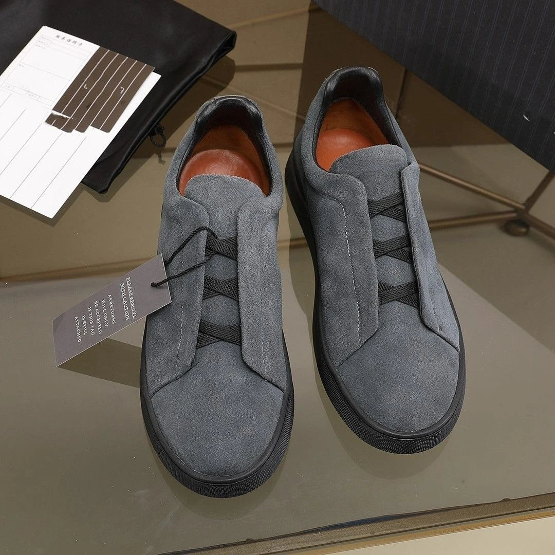 2025 New Genuine Leather High-End Men's Shoes, Slip-On European Trend Board Shoes, Casual Commute Versatile