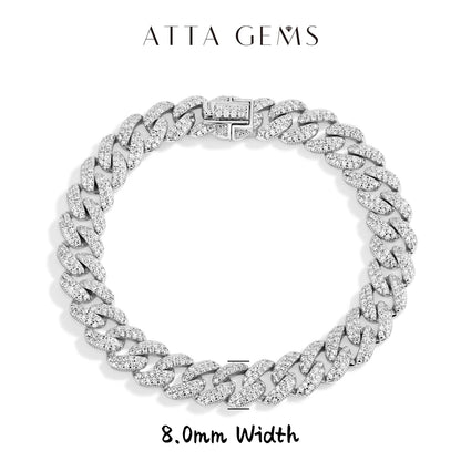 ATTAGEMS Moissanite Cuba Chain 100%S925 Sterling Silver for Man Women Classic Tennis Bracelet Fine Jewelry Shipping from the USA