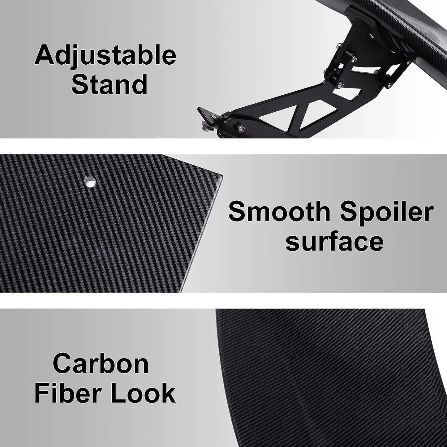 UNIVERSAL 57" WING DRAGON-2 STYLE GT TRUNK ADJUSTABLE SPOILER WING Carbon Fiber