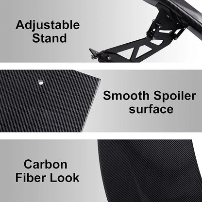 UNIVERSAL 57" WING DRAGON-2 STYLE GT TRUNK ADJUSTABLE SPOILER WING Carbon Fiber