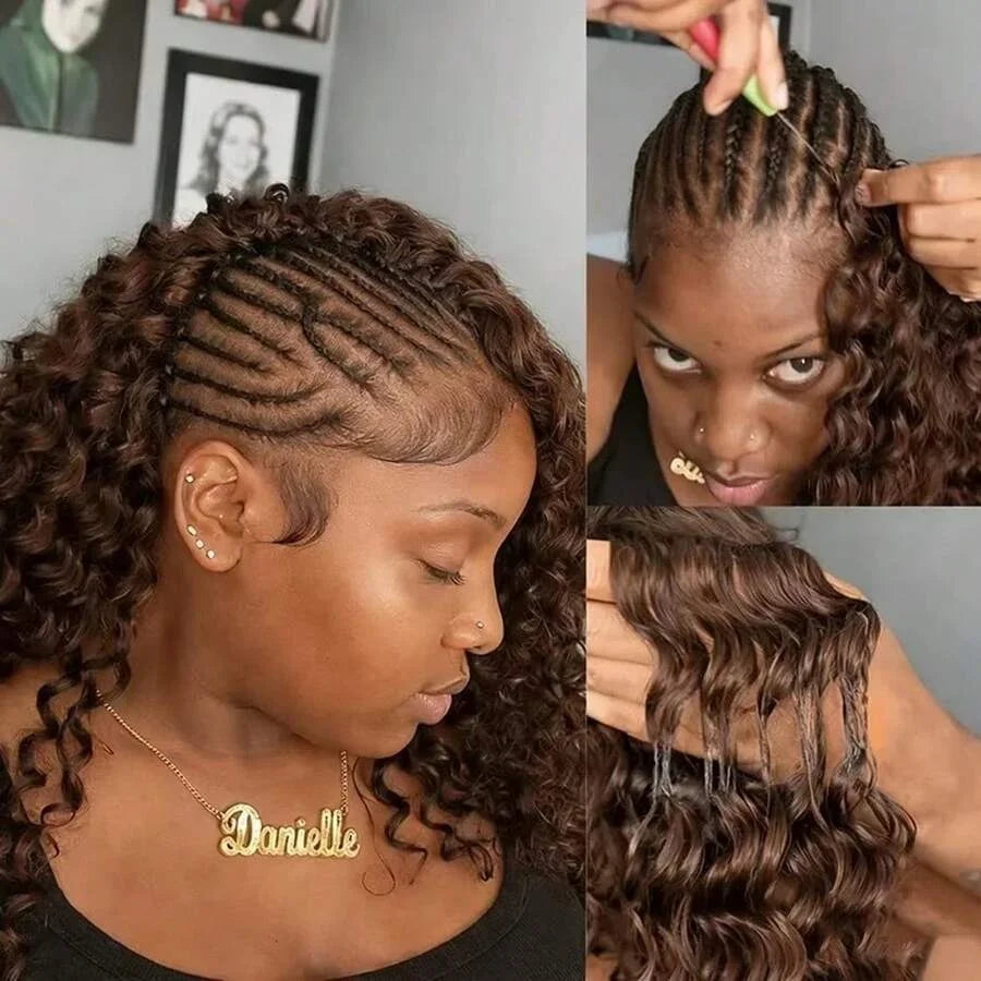 Chocolate Brown Miracle Knots Crochet Human Hair For Braiding Crochet Braids Burmese Curly Crochet Hair Extension 100% Human Hair