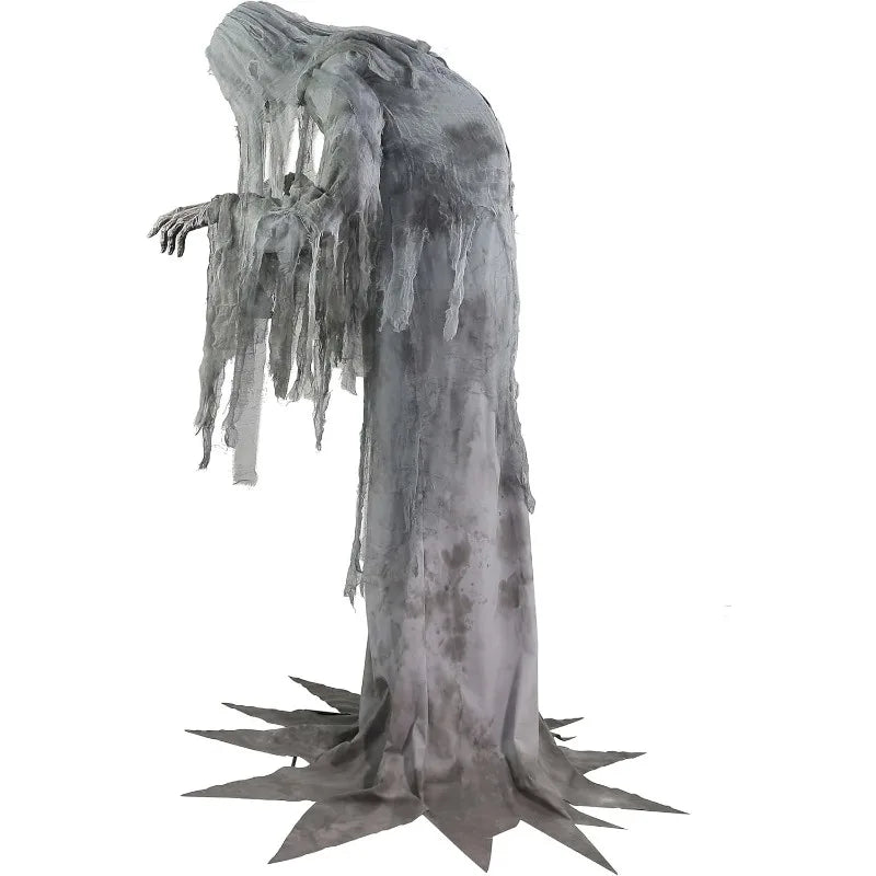 Wailing Graveyard Phantom 7-Ft Animated Halloween Decoration with Lantern - Spooky Haunted House Animatronic