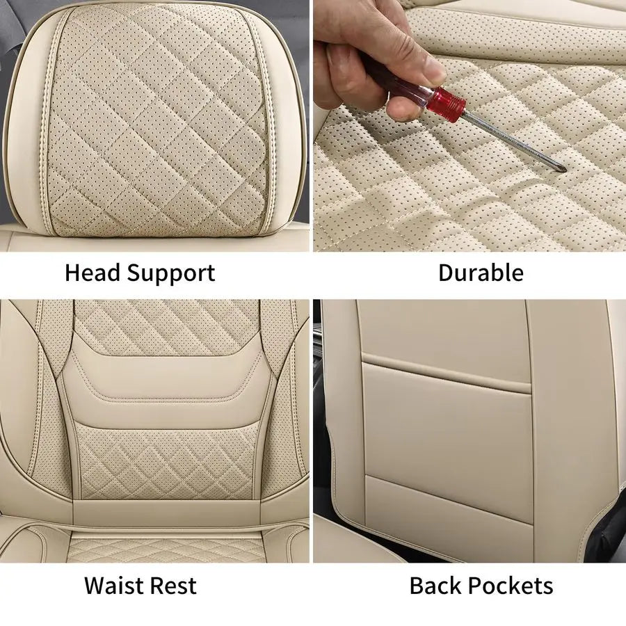 Automotive Car Seat Covers Front Pair Set Fit for Most Cars SUV Sedans Trucks Waterproof Leatherette Car Seat Covers Accessories