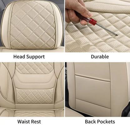 Automotive Car Seat Covers Front Pair Set Fit for Most Cars SUV Sedans Trucks Waterproof Leatherette Car Seat Covers Accessories