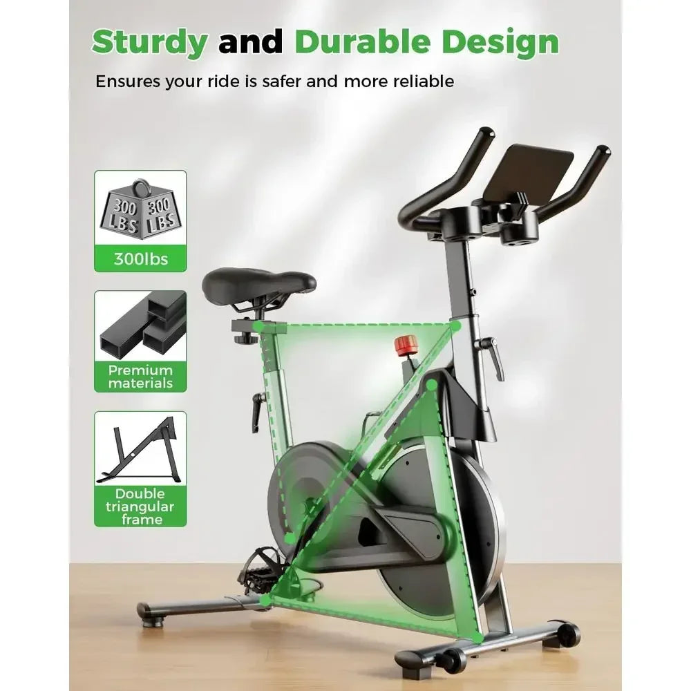 Silent 32-Level Magnetic Resistance Exercise Bike - 300 lbs Capacity with LCD, Cup Holder, and Pad Mount for Home Gym