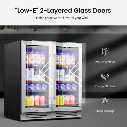 Yeego 85L Beverage & Wine Cooler 2-Pack Combo | 80 Can Storage, 1-12°C Adjustable Fan Cooling, Auto Defrost,Ideal for Home