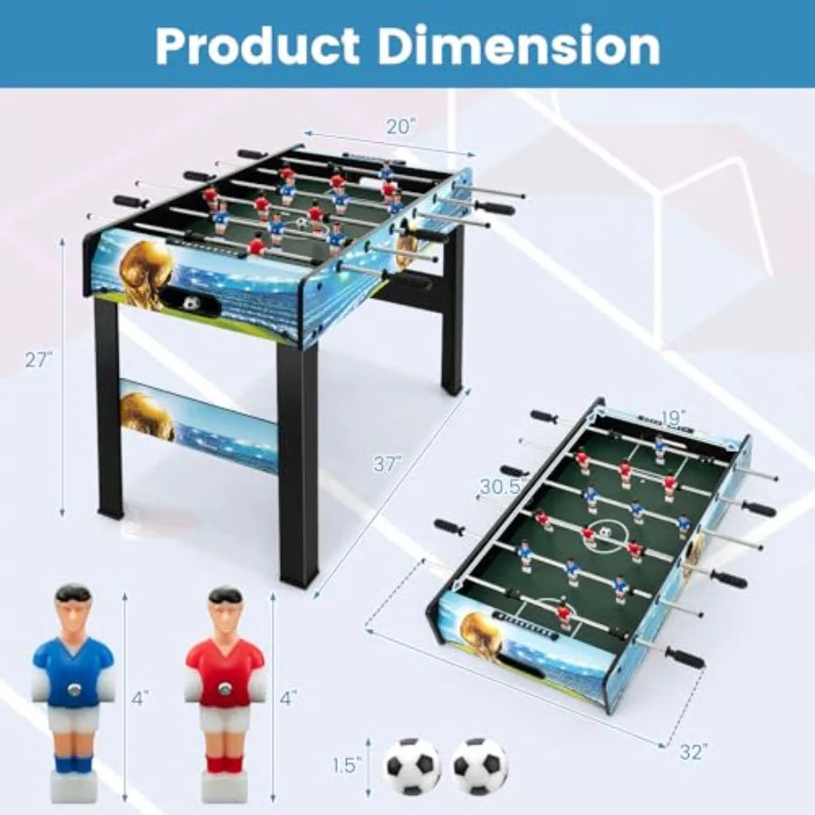 Foosball Table 2-in-1 Tabletop and Freestanding Soccer Game Table with Detachable Leg Ergonomic Handle 2 Balls Adults Youth Foo
