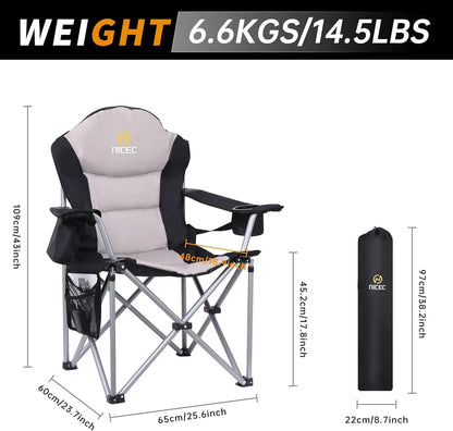 Portable Heated Camping Chair with Battery, Outdoor Folding Seat for Adults, Includes Cooler and Power Bank