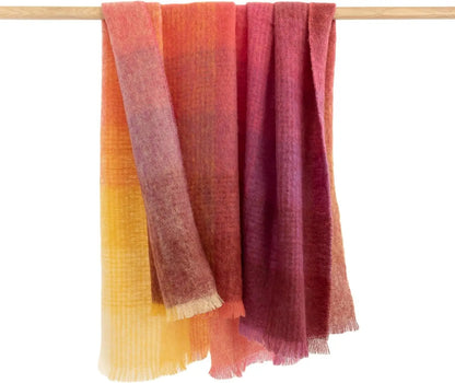 Ultra Soft Irish Mohair & Wool Throw Blanket, Made in Ireland, 54"x72", Pink Yellow Purple Multi Mix