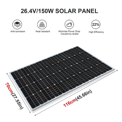 19.8V 200W Glass Rigid Solar Panel China 26.4V 200W 400W Monocrystalline Waterproof Solar Panels Charging 12V Camping/Home/RV CE