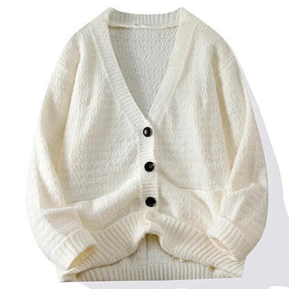 Cardigan V-neck Sweater Men Autumn Winter Fashion All Loose Casual Knitwear High-quality Fabric Comfortable Skin Breathable Coat