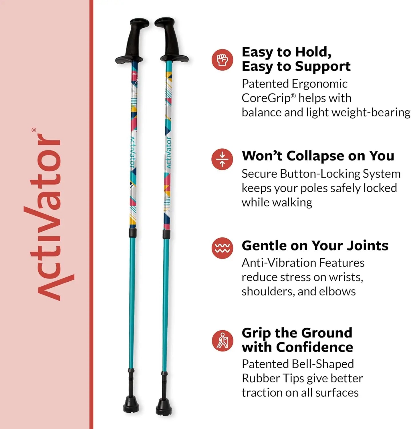 Adjustable Lightweight Nordic Walking Sticks for Rehab & Fitness - Collapsible Aluminum Poles with Ergonomic Grip