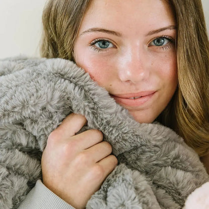 Ash Gray Minky Blanket – Ultra Soft Faux Fur Throw Blanket for Couch, Bed & Home – Fluffy, Warm & Luxurious – Chic Collection (X