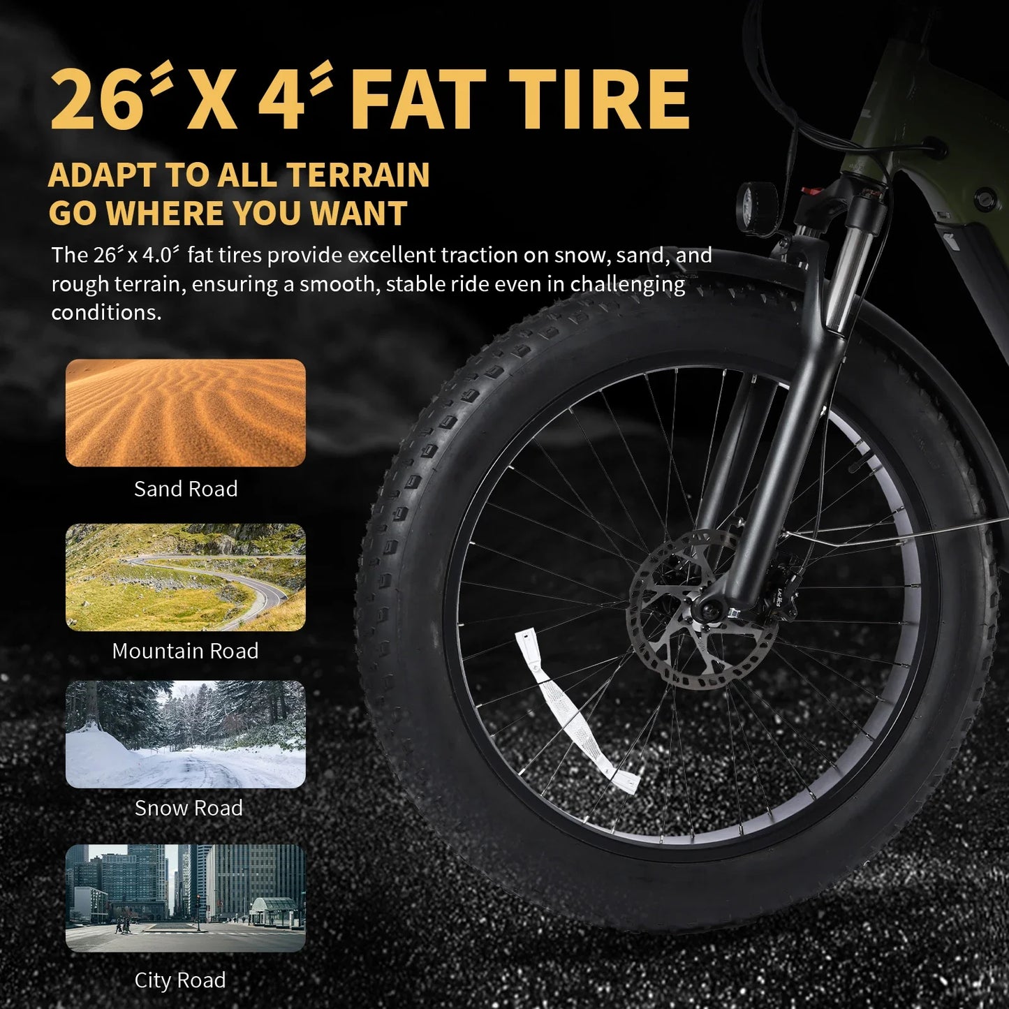 Lacros Thunder adult E-bike，750W city ebike，48V20AH Electric Bicycle，26 Fat Tire E-Mountain bike