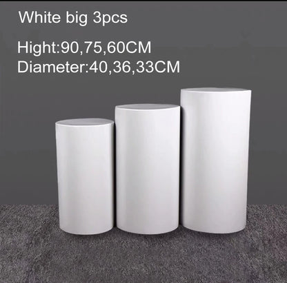 US Delivery 3/5pcs White Cylinder Table Pedestal Stand Decor Cake Plinths Pillars Backdrop for Party Wedding Decorations Holiday