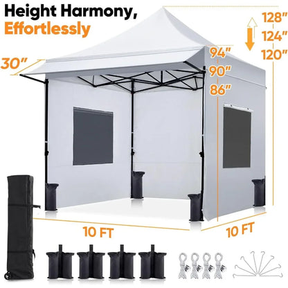 10'x10' Heavy Duty Pop up Canopy Tent with Sidewalls, Commercial Grade Instant Shelter with Wheeled Bag for Outdoor, Parties