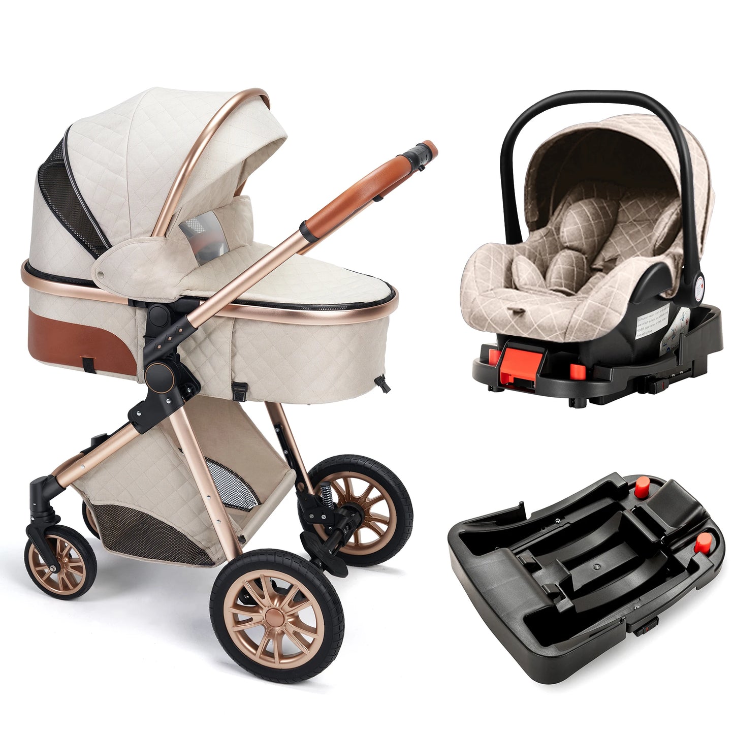 Fashion Baby Stroller 3 in 1 Baby Travel System Newborn Baby Cart Portable Pushchair Baby Cradel Infant Carrier Free Shipping