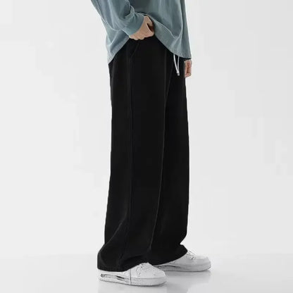 2023 New Streetwear Loose Jeans Men Korean Style Fashion Loose Straight Wide Leg Pants Men's Brand Clothing Black Light Blue