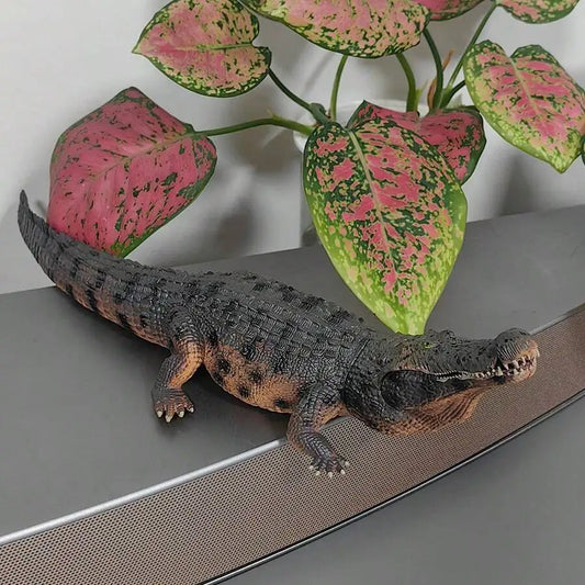 Realistic Solid Wild Animal Crocodile Model Figurine, Suitable For Yard, Garden, Miniature Farm, Plant Decor, Car Decor, Home De