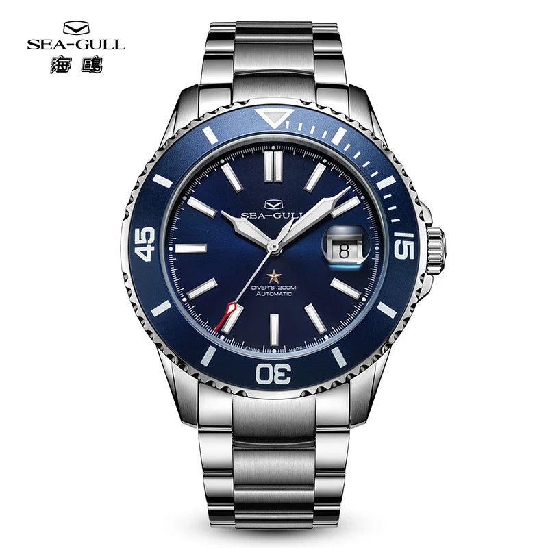 Seagull Ocean Series Stainless Steel Watch Men Business Watch Automatic Mechanical Watch 20Bar Waterproof Diving Diver Watch 523
