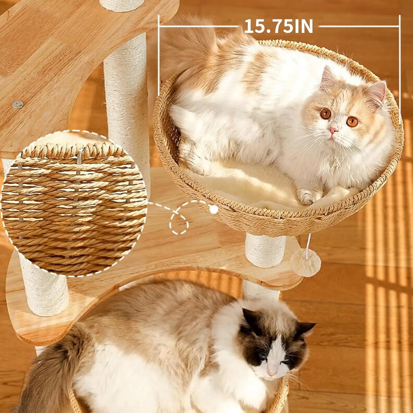 54" Modern Cat Tree Tower for Indoor Cats, Luxury Scratching Post with Sisal Rope, Multi-Level Activity Center